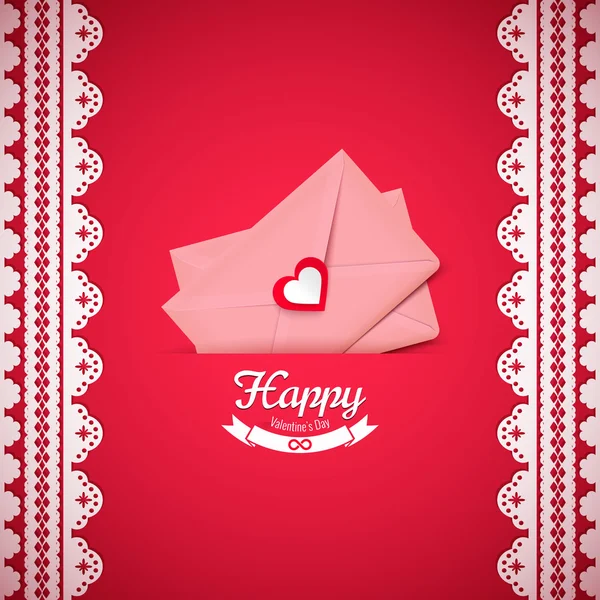 Pink Valentine envelope with heart — Stock Vector
