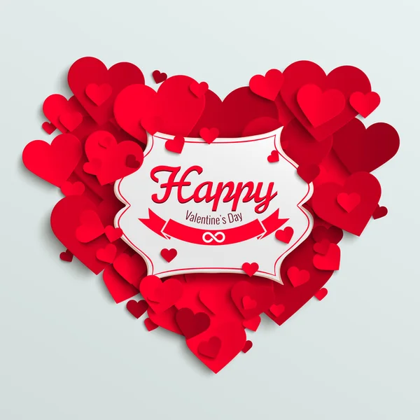 Valentine harten briefkaart — Stockvector