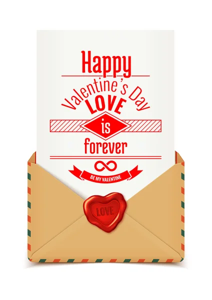 Envelope retro Valentine — Vetor de Stock