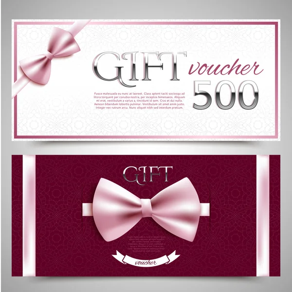 Gift vouchers with pink bows — Stock Vector