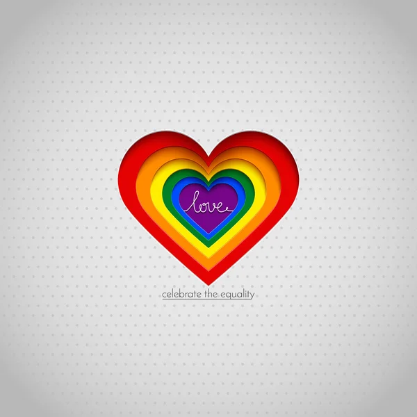 Rainbow  heart celebrate  equality of love — Stock Vector