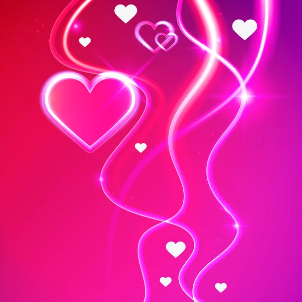 Love  background glowing pink hearts — Stock Vector