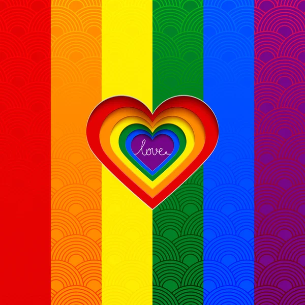 Rainbow heart celebrate  equality of love — Stock Vector