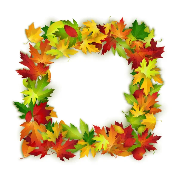 Marco con hojas de otoño de colores — Vector de stock