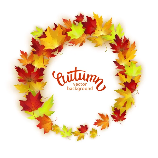 Round frame with autumn leaves — Stock Vector