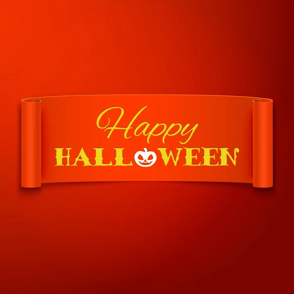 Feliz texto de Halloween en cinta naranja — Vector de stock