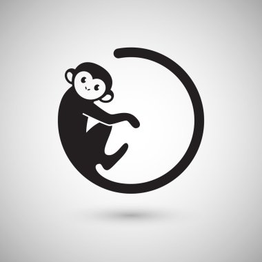 monkey logo in a shape of circle clipart