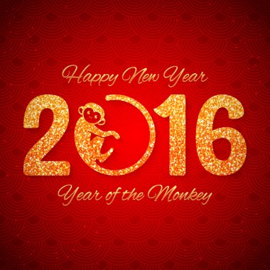 New 2016 Year monkey symbol postcard clipart