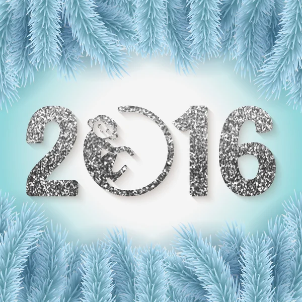 Nouvelle 2016 Année singe symbole carte postale — Image vectorielle