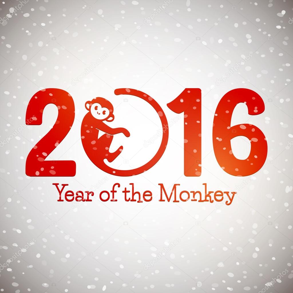 New 2016 Year monkey symbol postcard