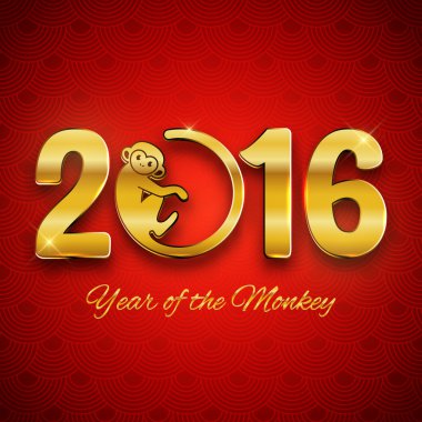 New 2016 Year monkey symbol postcard clipart