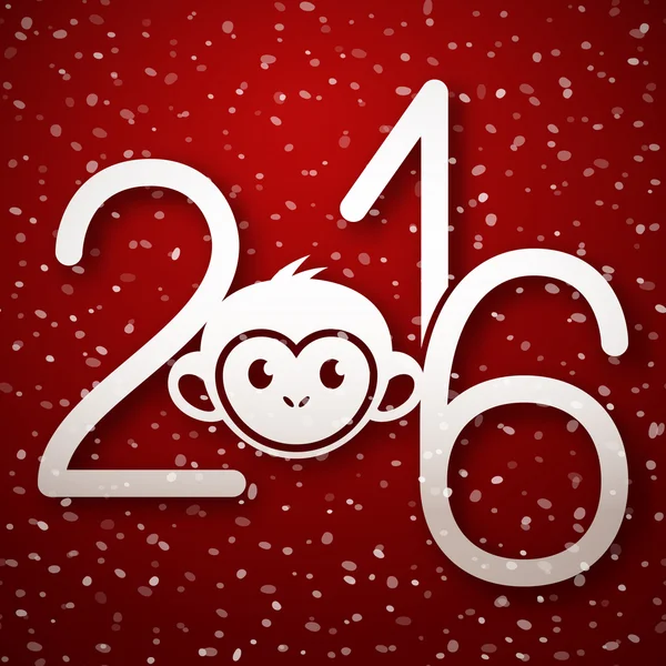 Nouvelle 2016 Année singe symbole carte postale — Image vectorielle