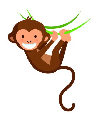 smiling monkey on lianas, clipart