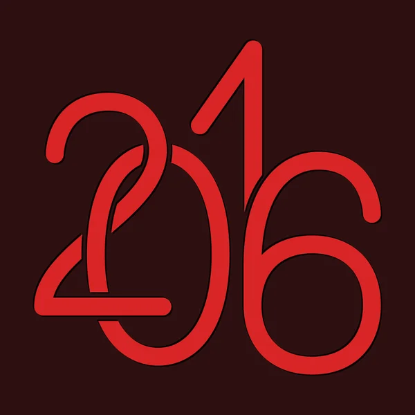 Nouvel An 2016 chiffres rouges — Image vectorielle