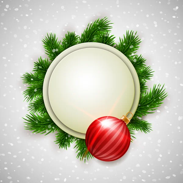 Frame ingericht fir takken met bauble — Stockvector