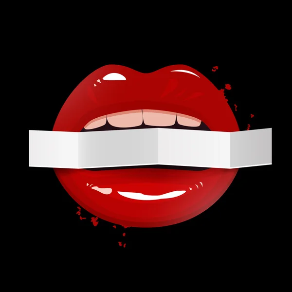 Banner de festa com lábios femininos —  Vetores de Stock