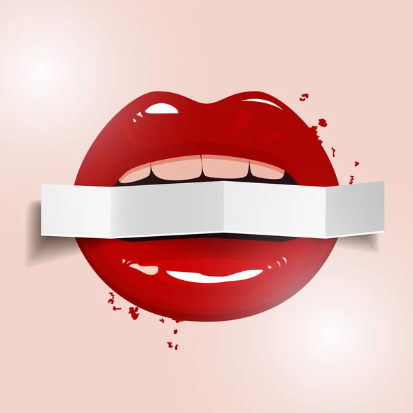 Biting her red lips teeth pop art — Stock Vector © branchecarica #30550431