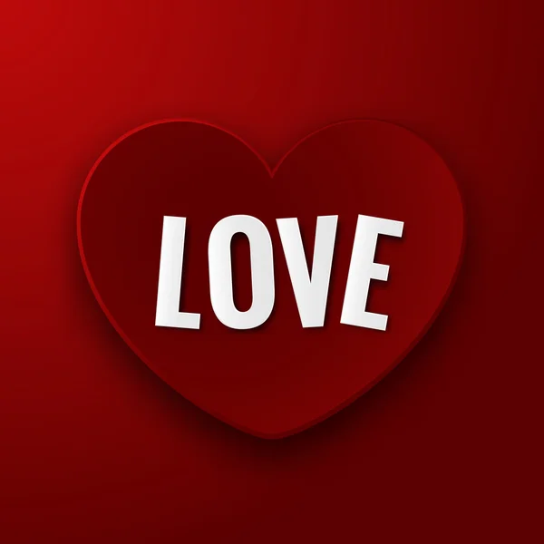 Kırmızı kağıt kalp aşk mesajı ile — Stok Vektör
