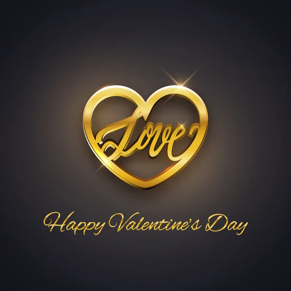 Arany szív szeretet szöveggel — Stock Vector