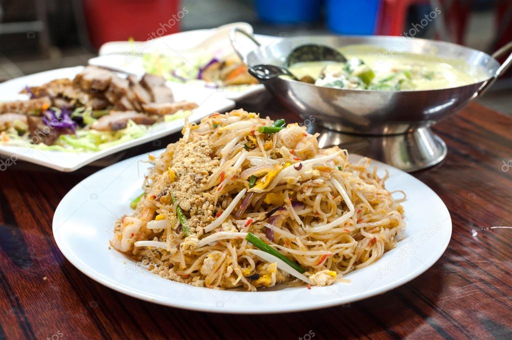 Classic pad Thai noodles served at a Hong Kong Cooked Food Centre