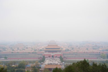 Yasak Şehir kirliliği Jingshan Parkı, Beijing içinde kefen görünümünü