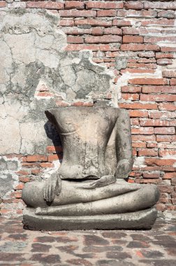 Damaged Buddha statue at Wat Mahathat, Ayutthaya, Thailand