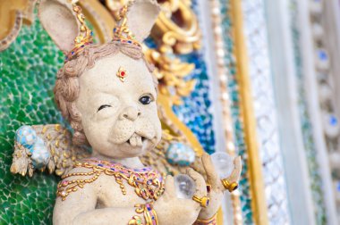 Strange rabbit sculpture at Wat Pariwat, Bangkok
