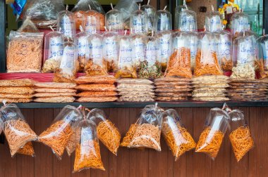 Kuru sebzeler bir Bangkok gıda Market, Tayland