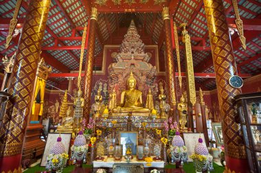Süslü iç Wat Chiang adamın, Chiang Mai, Tayland en eski Tapınağı