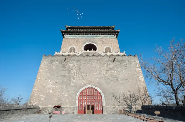 Front view of Beijing 's ancient Bell Tower — стоковое фото