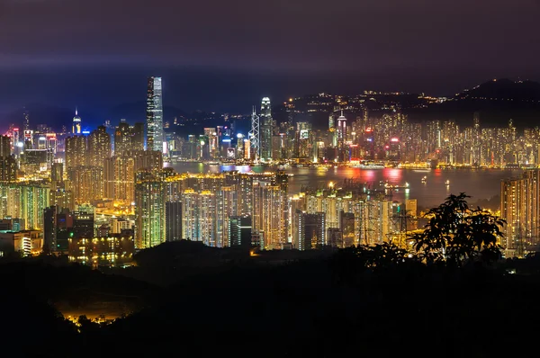 El horizonte de Hong Kong visto desde Kam Shan, Kowloon — Foto de Stock