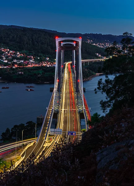 维戈的朗德桥 夜景曝光 — 图库照片