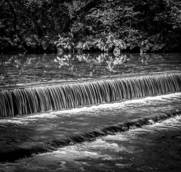 Fragas Eume Přírodní Park Řeka Skok Černá Bílá Detail — Stock fotografie