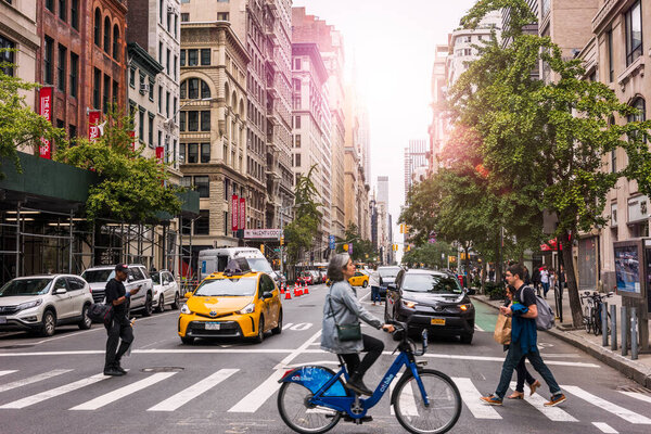 NEW YORK, USA - September 23, 2018: FIFTH AVENUE (5th Ave) is the most famous street of New York. 5th AVE is best known as an unrivaled shopping street. Manhattan, New York City, USA.