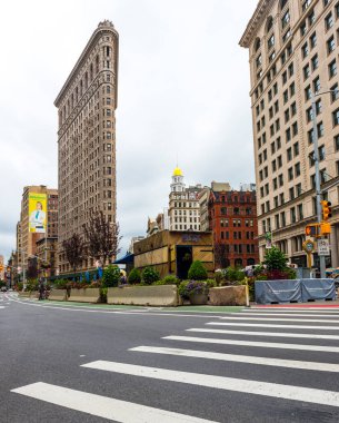 NEW YORK, ABD - 23 Eylül 2018: Flatiron Binası, Manhattan. New York City, ABD.