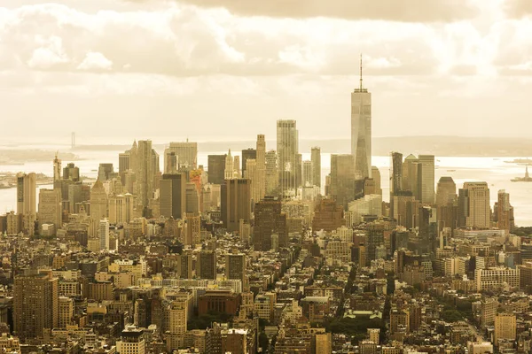 Manhattan New York City Manhattan Skyline Wolkenkrabbers Uitzicht Zonsondergang New — Stockfoto