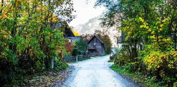 Casa Aldeia Tradicional Austríaca Hallstatt Salzburgo — Fotografia de Stock