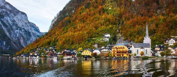 Хальстрат Австрія Прекрасний Осінній Краєвид Халштата Hallstatt Маленьке Місто Австрії — стокове фото