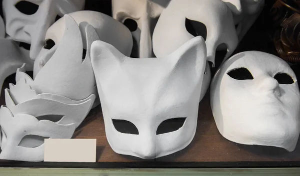 Uncolored Unpainted White Mask Traditional Venetian Masks Carnival Venice Italy — Stock Photo, Image