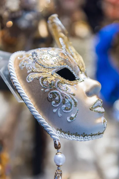 Máscaras Tradicionais Venezianas Para Carnaval Veneza Itália Máscaras Venezianas Elegantes — Fotografia de Stock