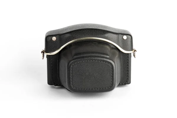 Vintage Leather Camera Case Black Color Slr Camera Case White — Stock Photo, Image