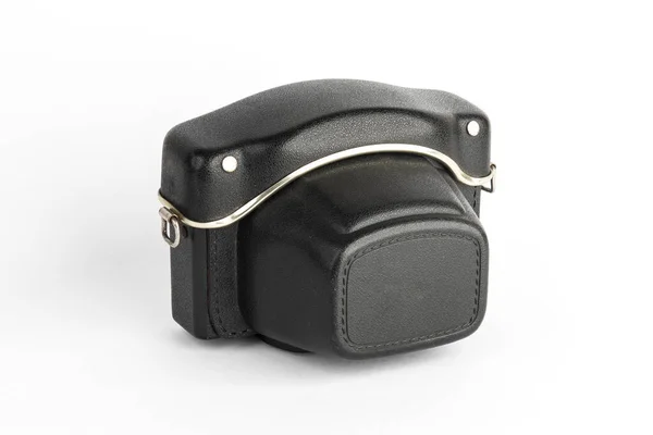 Vintage Leather Camera Case Black Color Slr Camera Case White — Stock Photo, Image