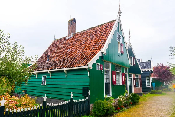Casas Moinhos Vento Holandeses Tradicionais Zaanse Schans Zaanse Schans Uma — Fotografia de Stock