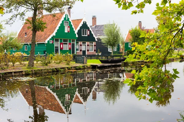 Hagyományos Holland Házak Szélmalmok Zaanse Schans Ban Zaanse Schans Egy — Stock Fotó