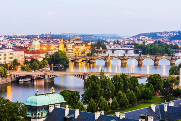 Prag Stadsbild Vid Solnedgången Republiken Tjeckien — Stockfoto