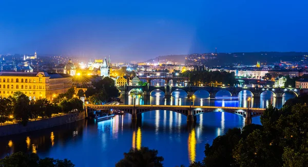 Praga Czechy Praski Pejzaż Wełtawa Zachodzie Słońca Czechy Republika Czeska — Zdjęcie stockowe