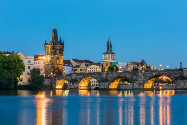 Károly Híd Moldva Folyó Prágában Csehországban — Stock Fotó