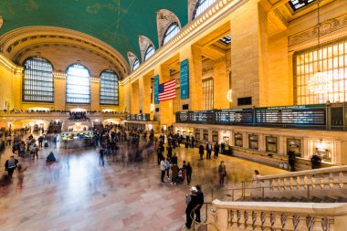 NEW YORK, ABD - 31 Eylül 2018: GRAND CENTRAL Terminali İç Görünümü. Bu tarihsel tren istasyonu dünyanın en büyük tren istasyonudur. Grand Central Terminali, Manhattan, New York.