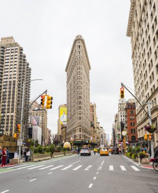 NEW YORK, ABD - 23 Eylül 2018: Flatiron Binası, Manhattan. New York City, ABD.