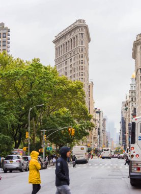 NEW YORK, ABD - 23 Eylül 2018: Flatiron Binası, Manhattan. New York City, ABD.